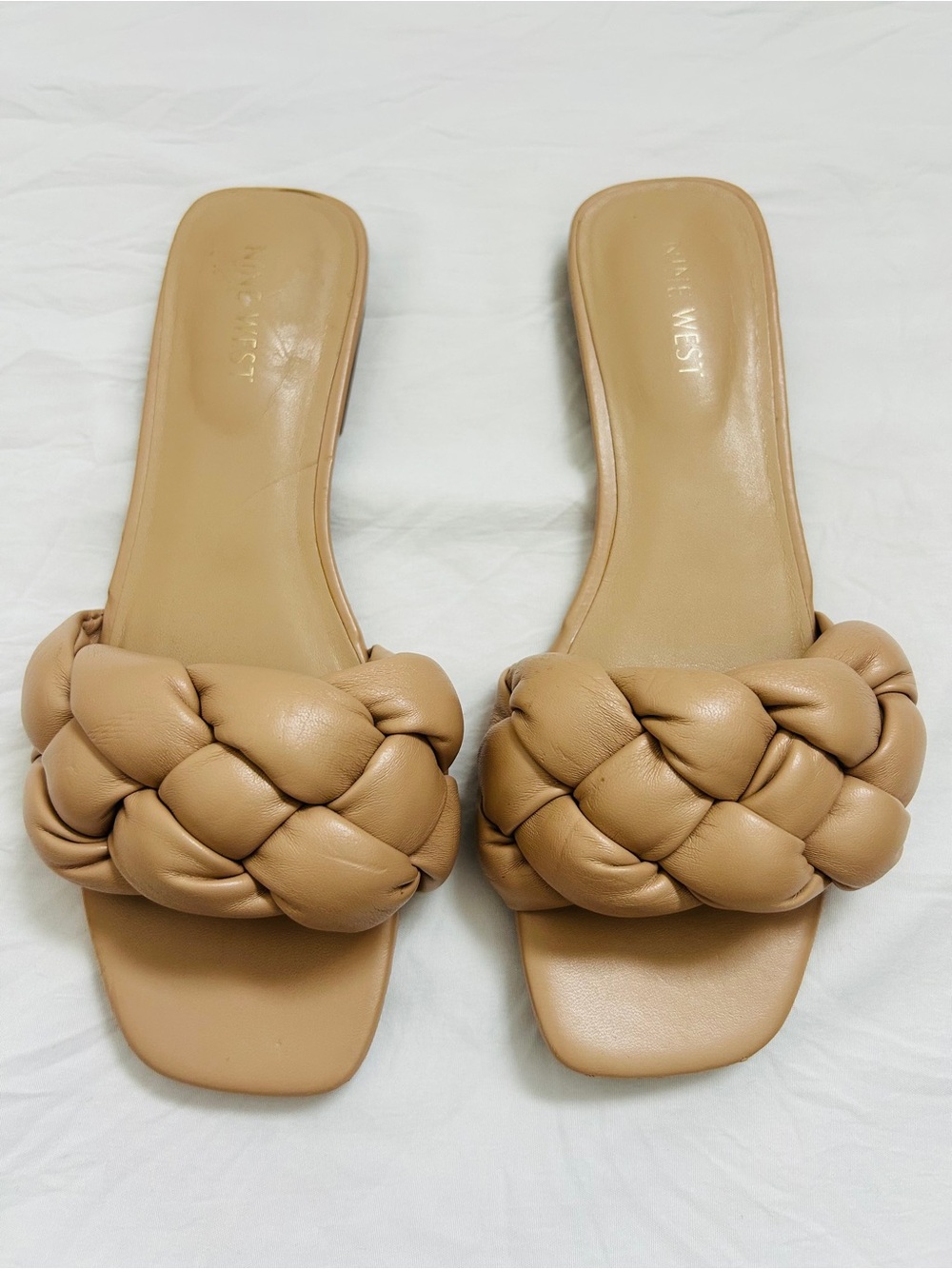 Nine West Tan Braided Slide Sandals
